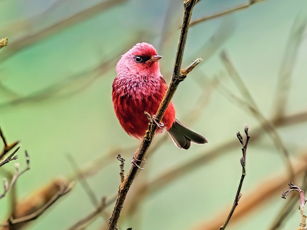 Pink-headed Warbler perched in Guatemala’s highland cloud forest during a specialist Birdwatching Guatemala endemic birding tour